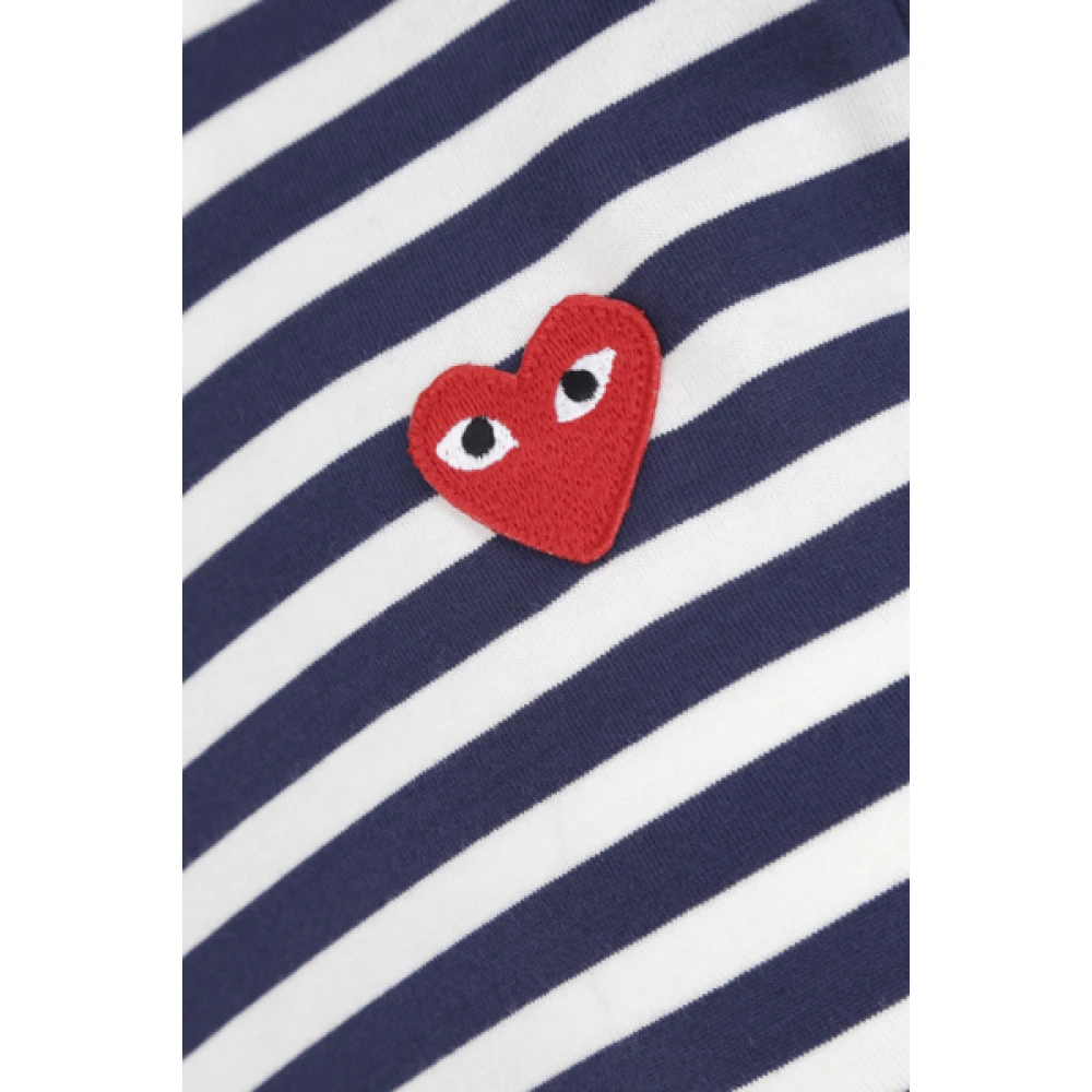 Comme des Garçons Play Blauw Gestreept Lange Mouw Hart Logo T-shirt Multicolor Dames