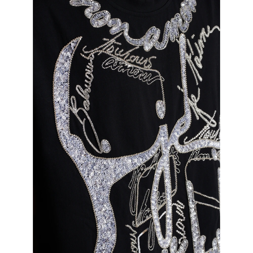 Balmain T-shirt met torso en 'Love Letter' borduurwerk Black Heren