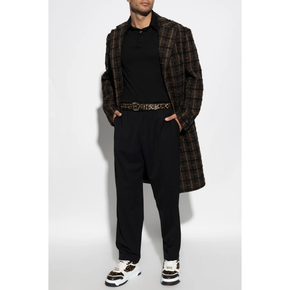 Versace Lange mouw polo Black Heren