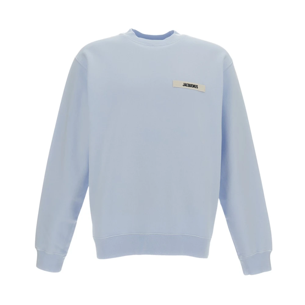 Jacquemus Men's Blue Sweatshirts, M, Felpa Con Logo In Gros-Grain