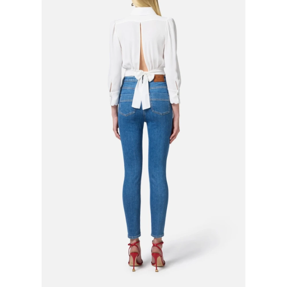 Elisabetta Franchi Heldere Blauwe Skinny Leg Denim Broek Blue Dames