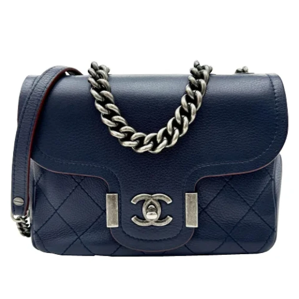 Chanel Vintage Pre-owned Leather chanel-bags Blue Dames