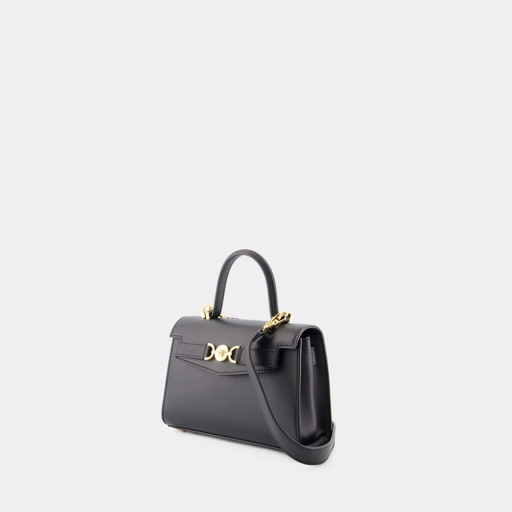 Versace Zwarte Leren Top Handtas Black Dames