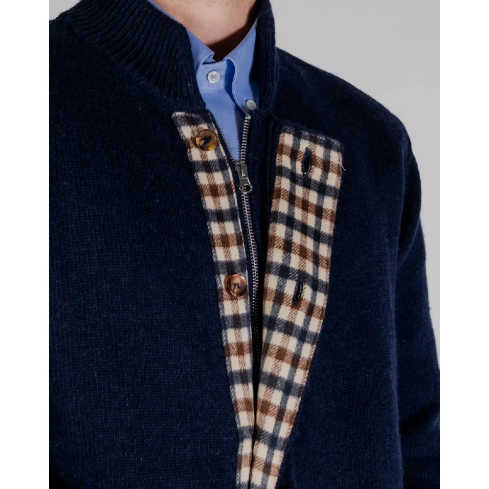 Aquascutum Wolmix Ritsvest Blue Heren