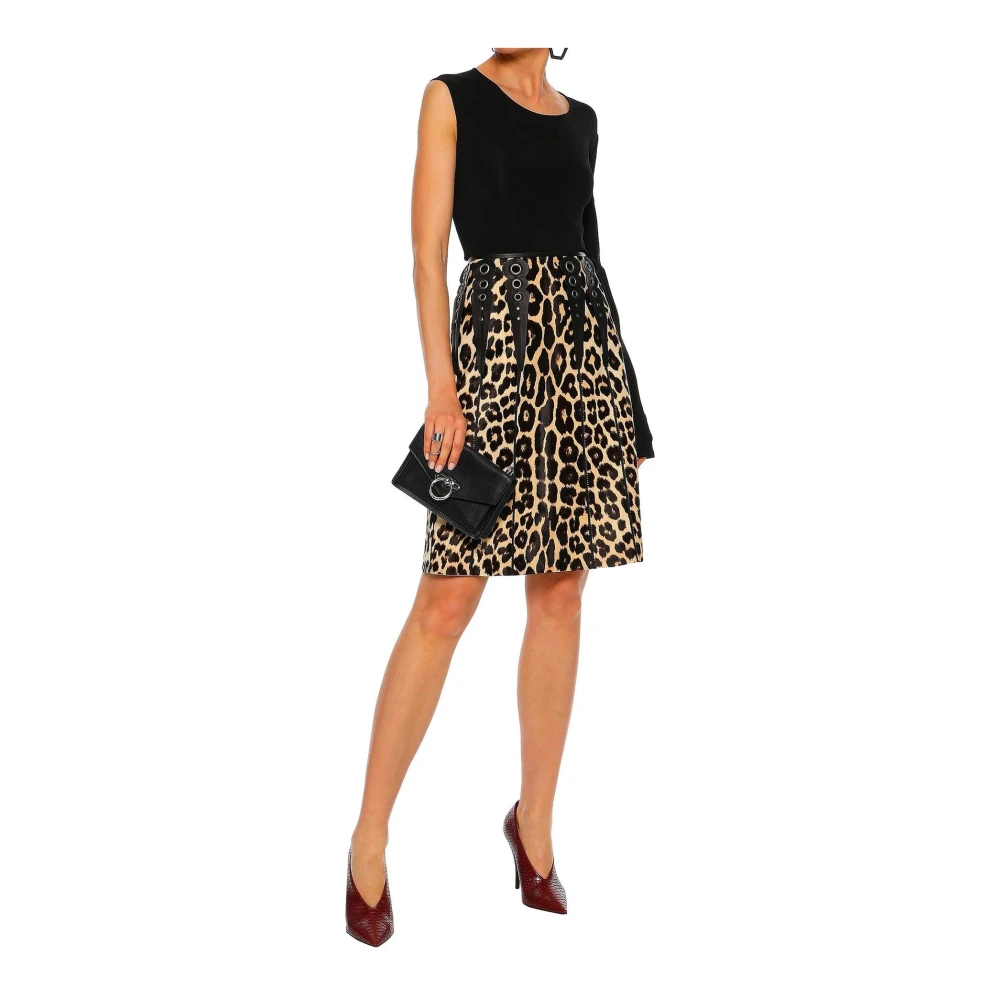 Bottega Veneta Luipaardprint Kalfshaar Rok Brown Dames