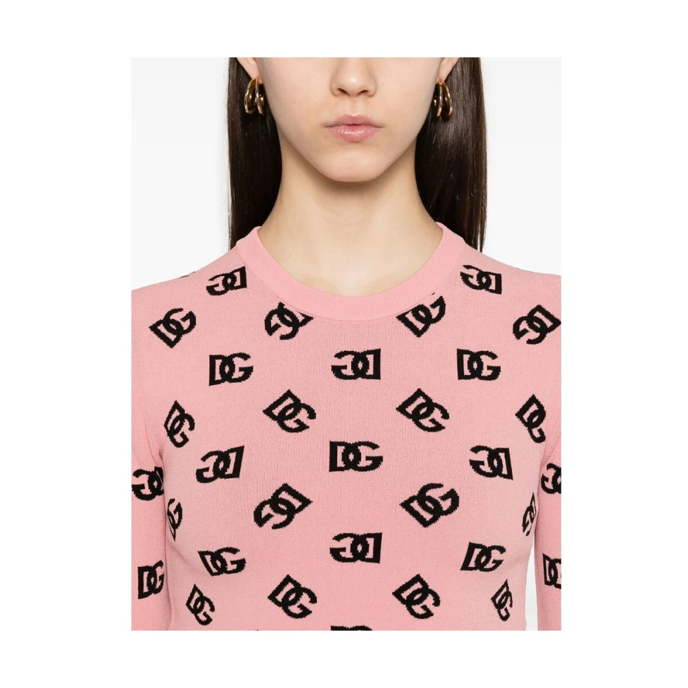 Dolce & Gabbana Peach Pink Ribbed Sweater Pink Dames