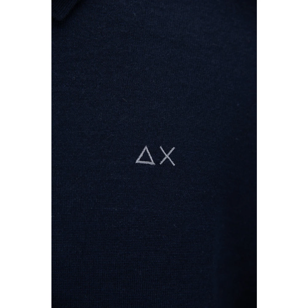 Sun68 Merino wol poloshirt met lange mouwen Blue Heren