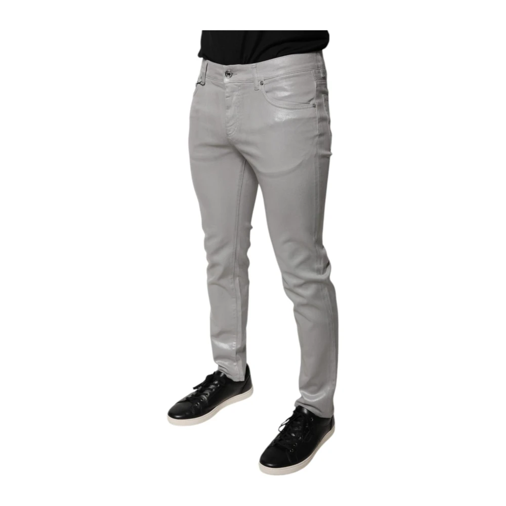 Dolce & Gabbana Grijze Slim Fit Stretch Denim Jeans Gray Heren