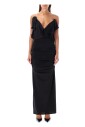 robe-longue-noire-en-satin-col-en-v