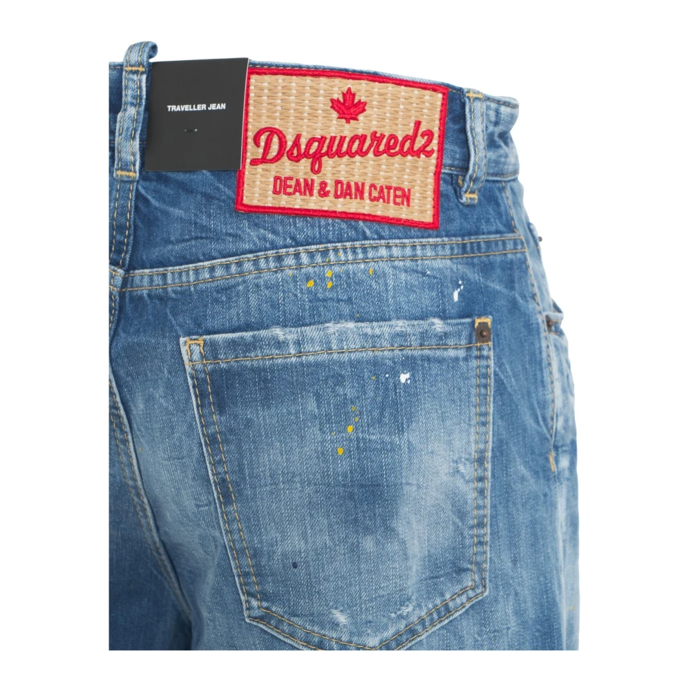 Dsquared2 Blauwe Wide Leg Distressed Jeans Blue Dames