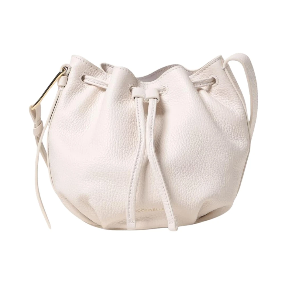 Coccinelle Women's White Leather Drawstring Bucket Bag