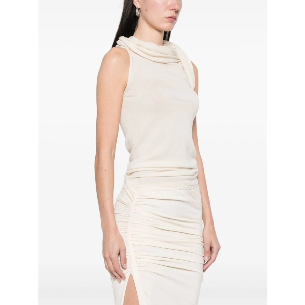 Rick Owens Asymmetrische Top zonder Mouwen met Halslijn Beige Dames
