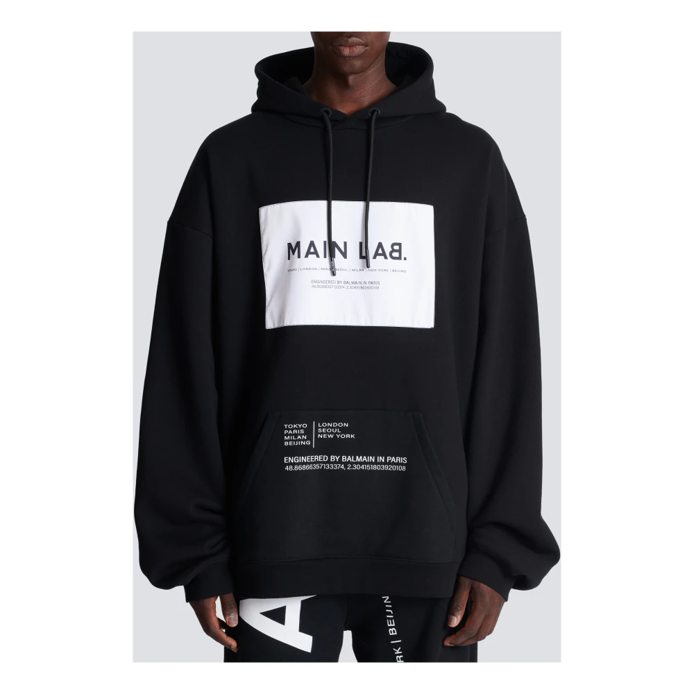 Balmain Main Lab label hoodie Black Heren
