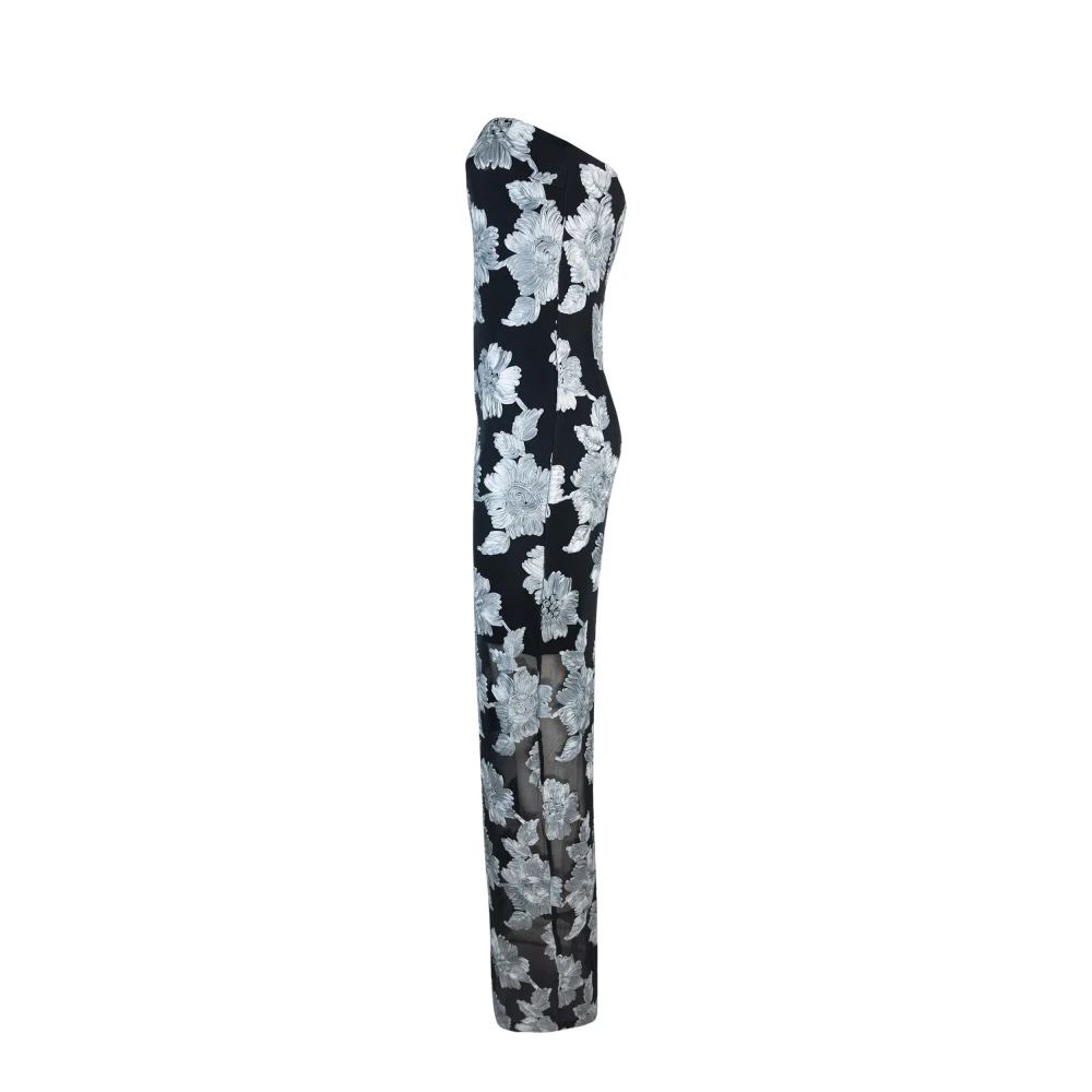 Rotate Birger Christensen Bloemen Maxi Jurk met Rits Gray Dames