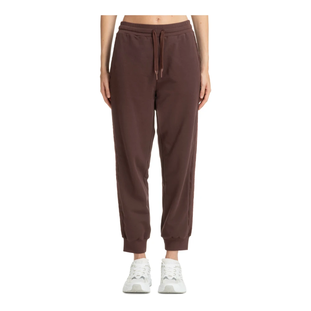 Emporio Armani EA7 Elastische taille joggers met logo Brown Dames