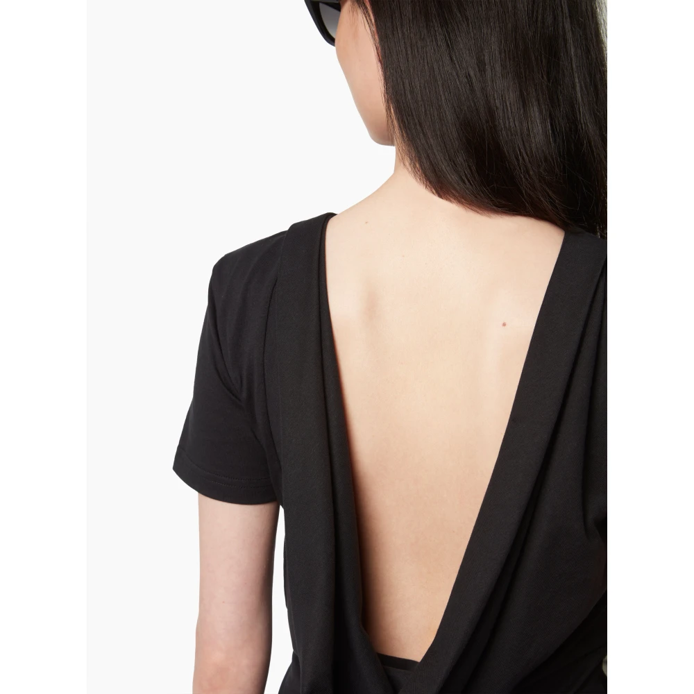 Nina Ricci T-Shirt MET Plunging Draped Black Dames