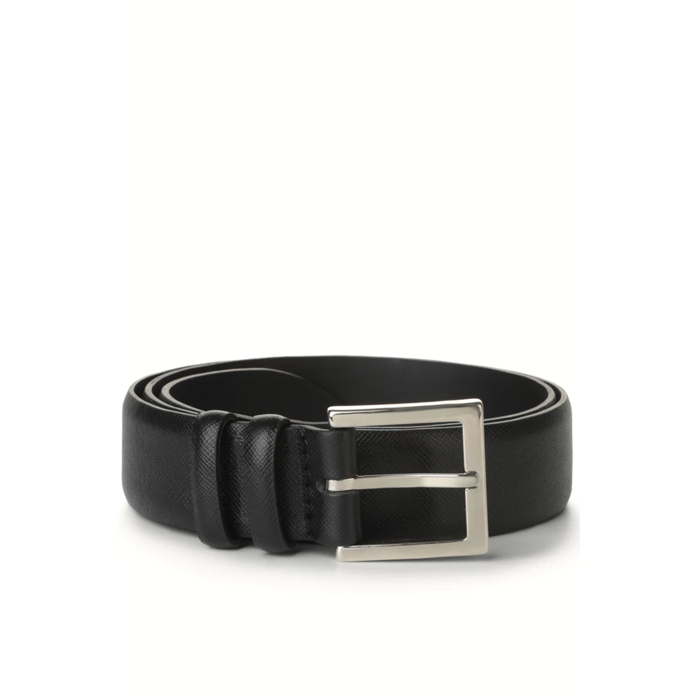Orciani Men's Black Belts, 90 Cm, Saffiano Leather Belt