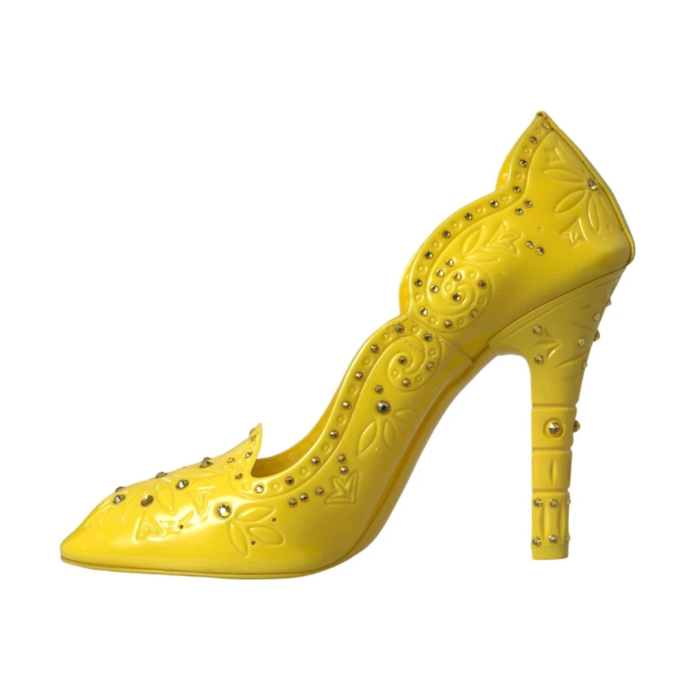Dolce & Gabbana Women's Yellow Crystal Cinderella Heels Pumps