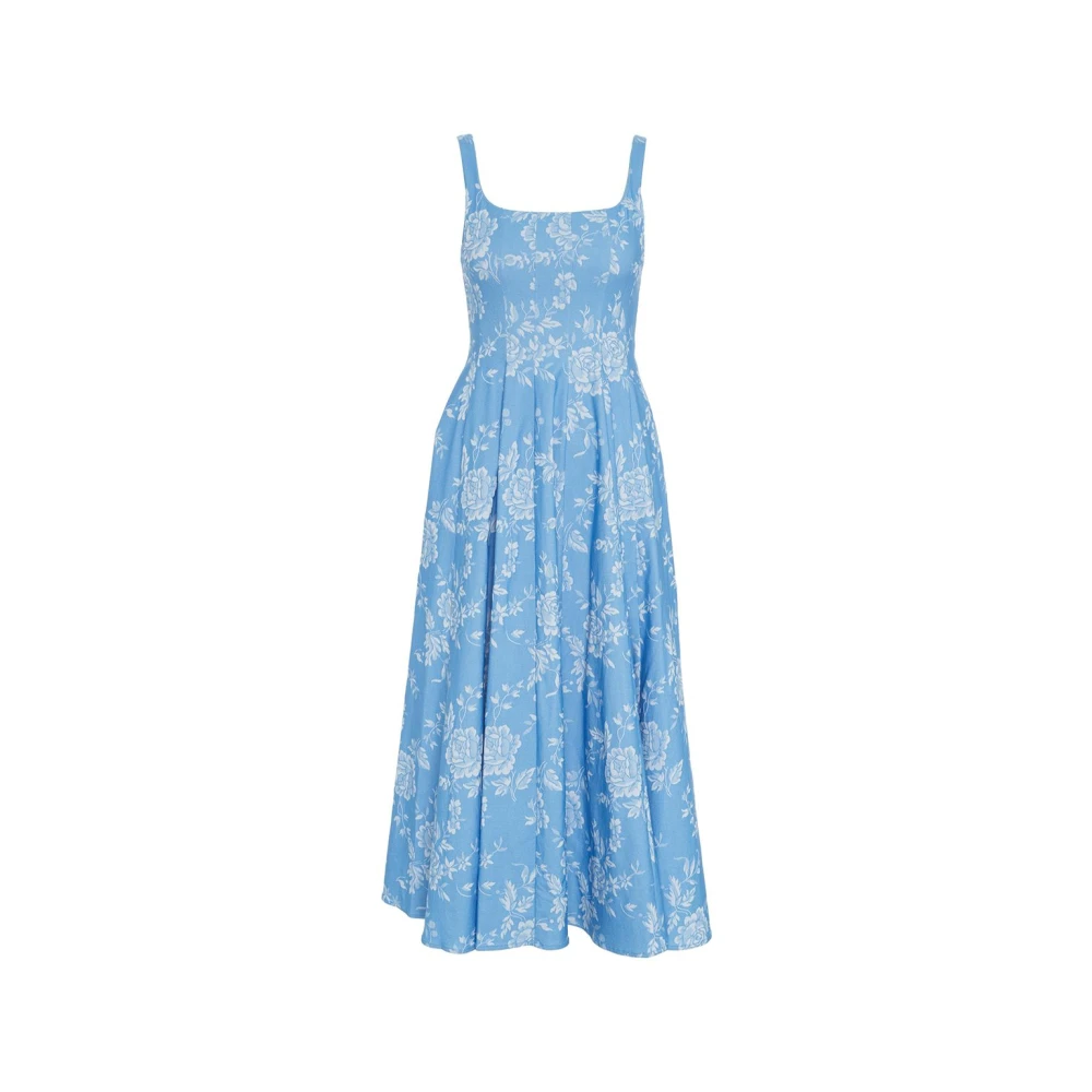 Staud Blauwe Bloemen A-Lijn Jurk Blue Dames