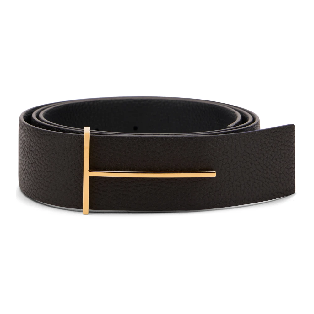 Tom Ford Men's Brown Grain Leather Slim T Reversible Belt - Belts - 105 Cm - Accessories