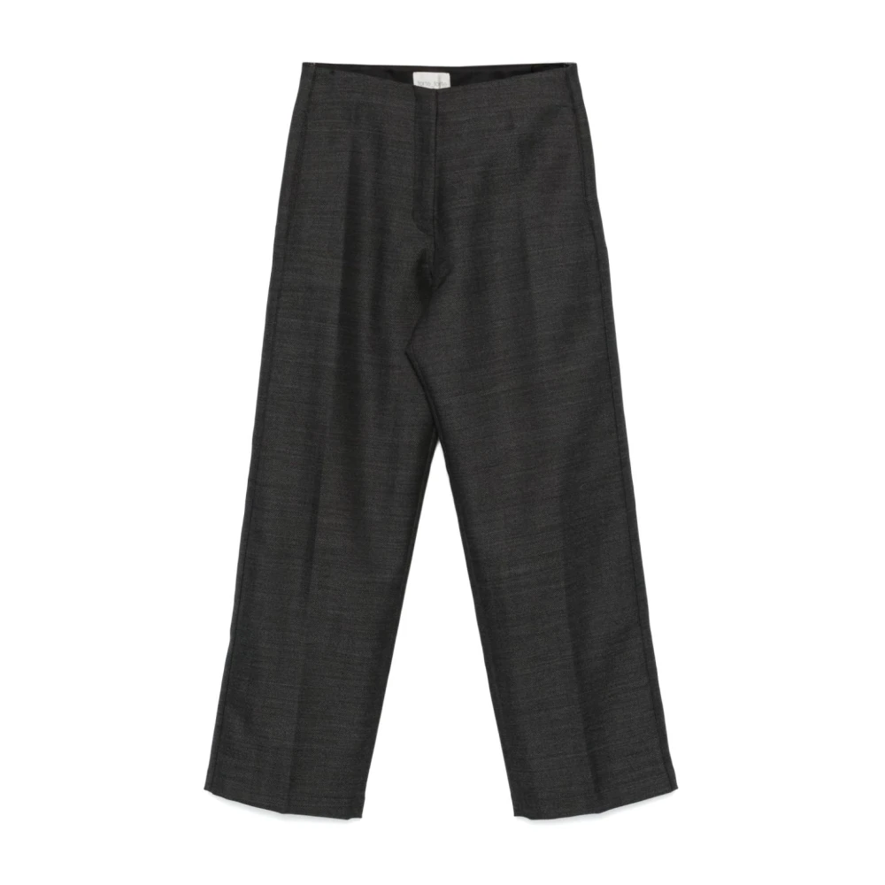 Forte Visgraatpatroon Wijde Pijp Broek Gray Dames