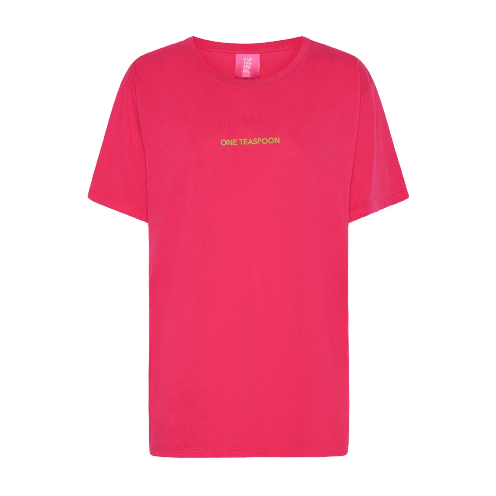 One Teaspoon Women's Pink Oversized Tee With Round Neck - T-Shirts - 2XS - Tops