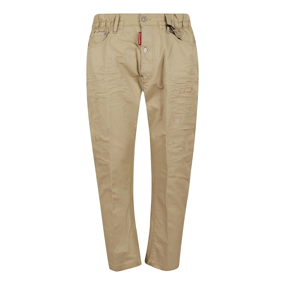 Dsquared2 Beige Distressed Trousers - Male - Straight Trousers - S - Trousers