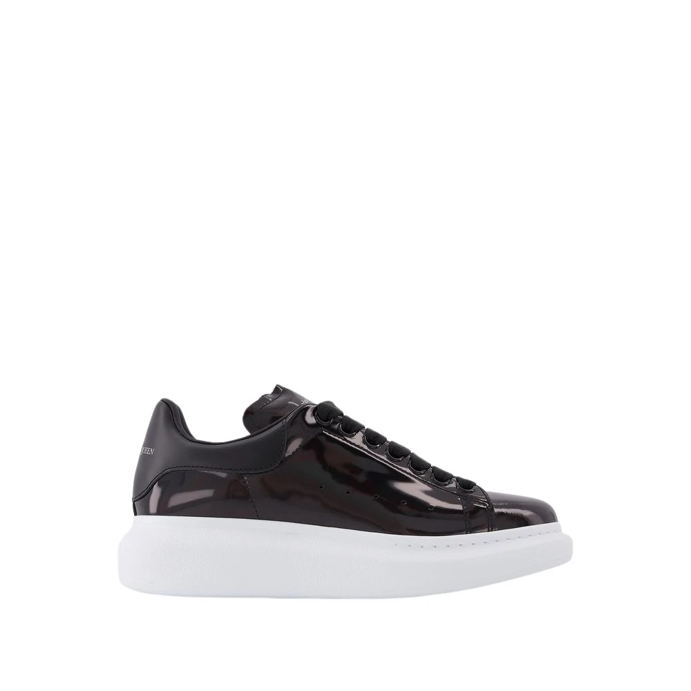 Alexander Mcqueen Women's Black Oversize Leather Trainers For Sports