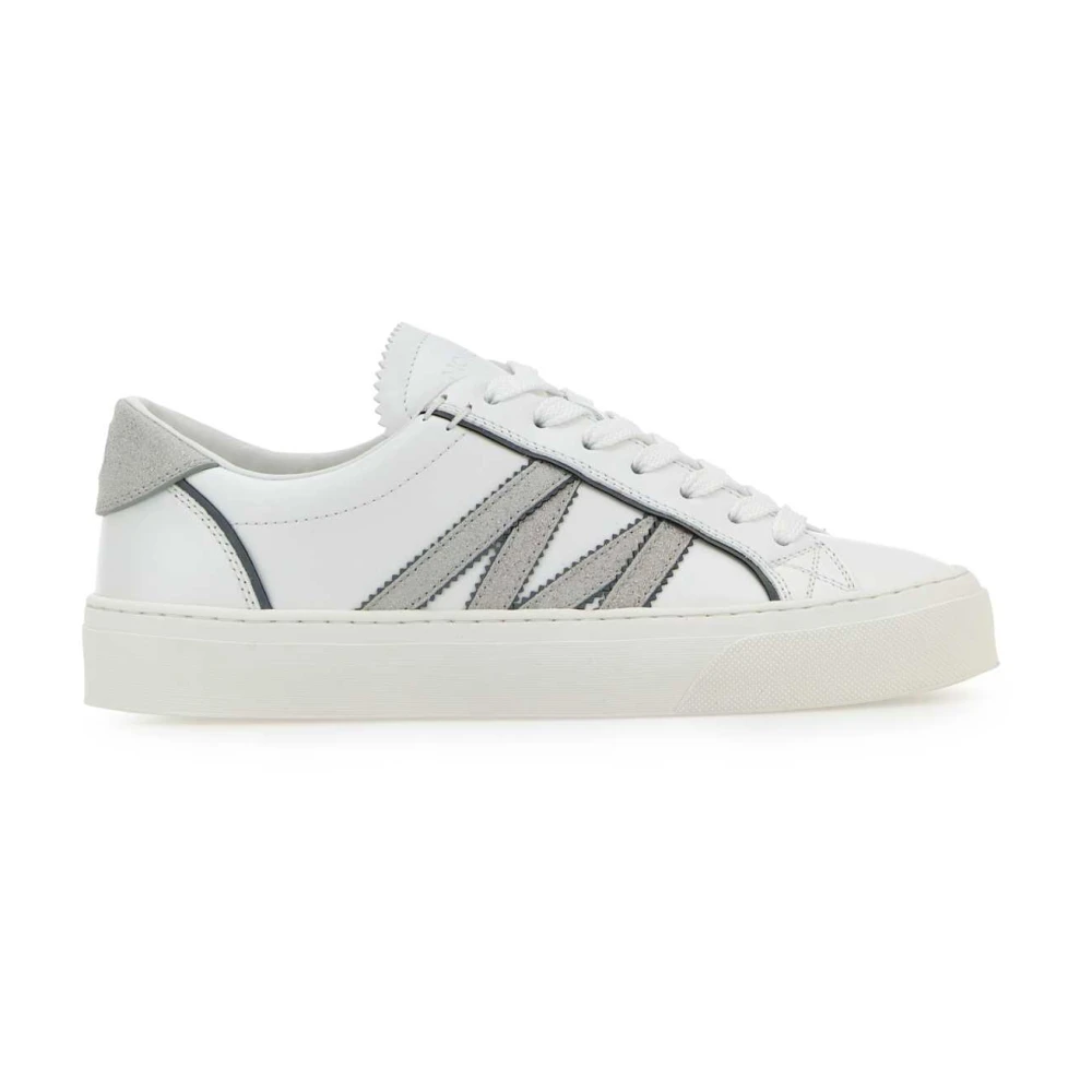 Moncler Monaco2 Leather & Glitter Sneakers Dames Schoenen Wit