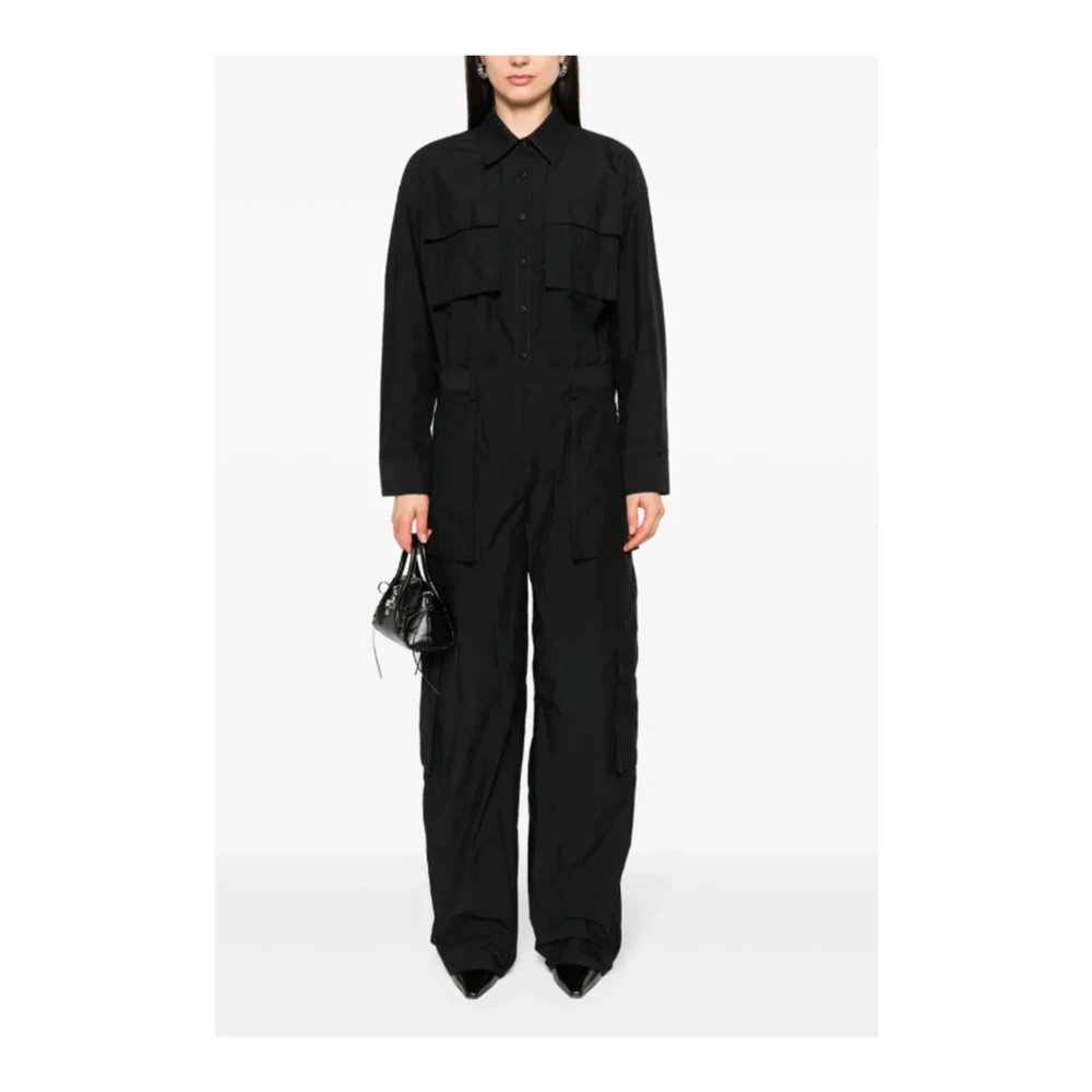 alexander wang Zwarte Katoenmix Ripstop Jurk Black Dames