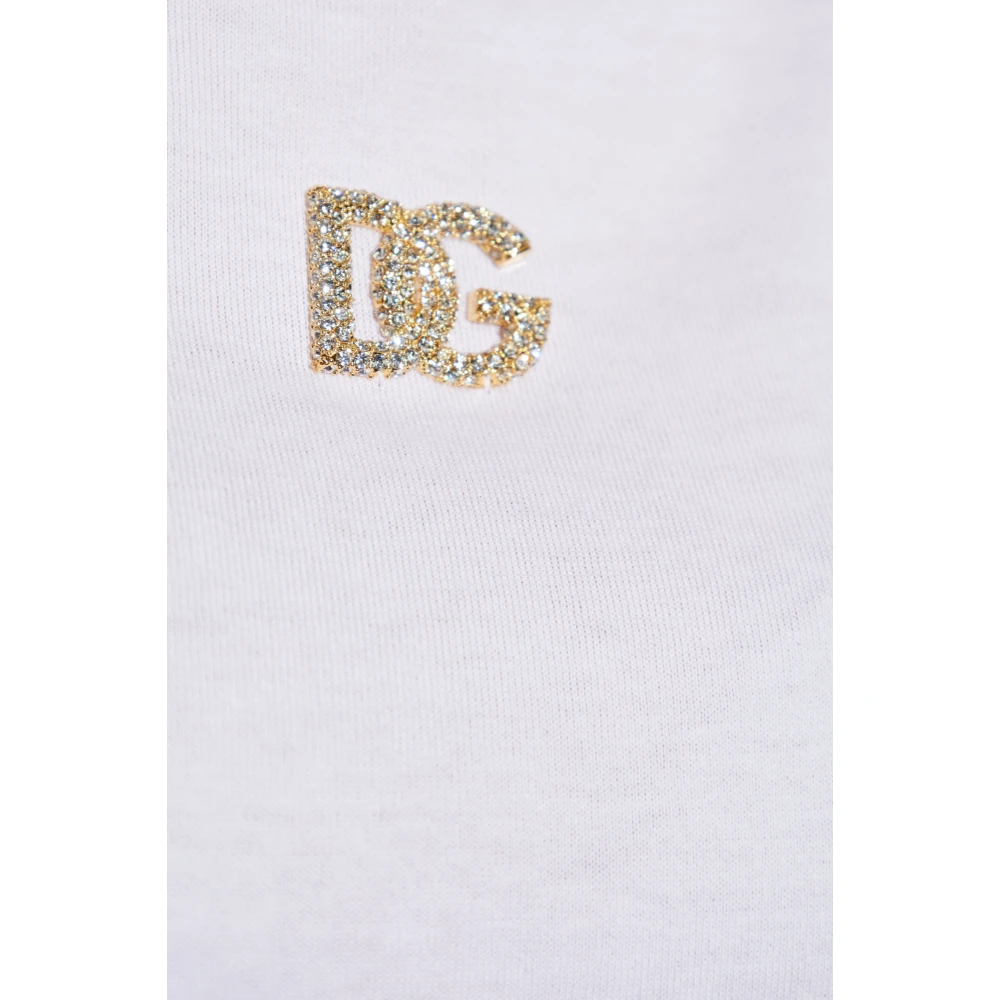 Dolce & Gabbana T-shirt met logo-vormige applicatie White Dames