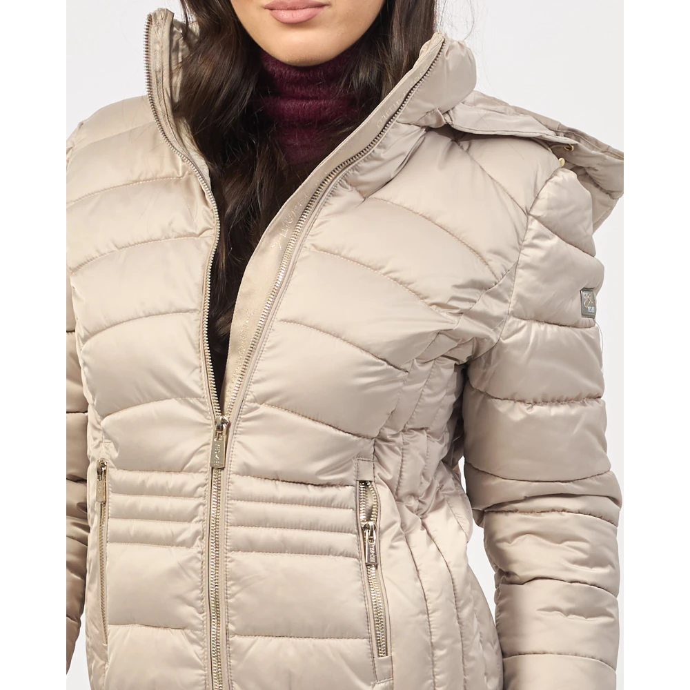 YES ZEE Korte gewatteerde regenjas met capuchon Beige Dames