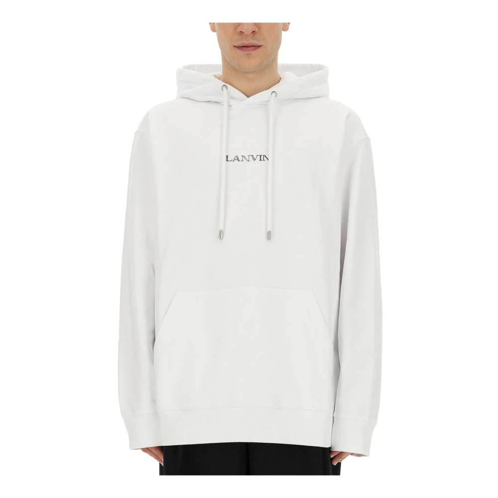 Lanvin White Embroidered Oversized Hoodie - Male - Hoodies - S - Sweatshirts & Hoodies