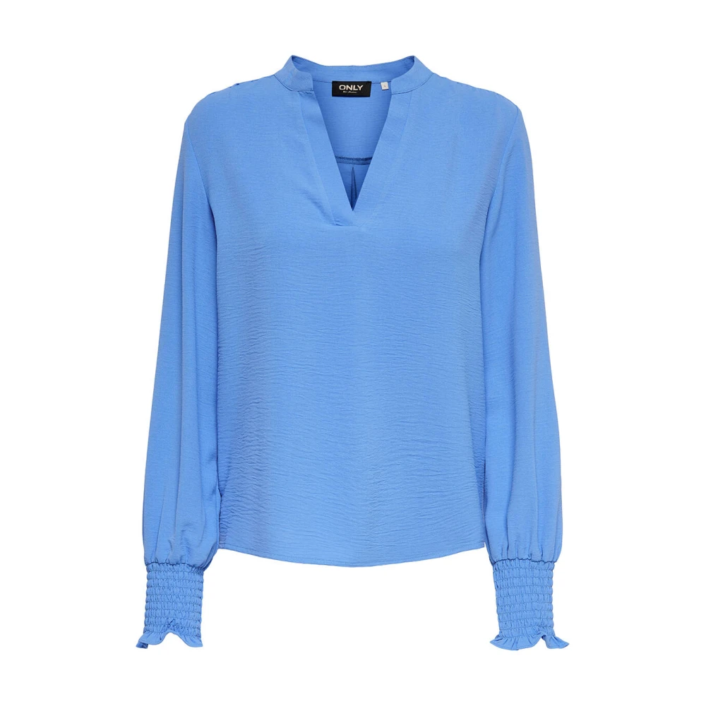 Only V-Hals Smock Top Blue Dames