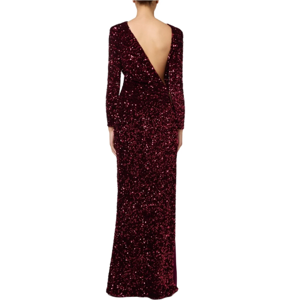 Elisabetta Franchi Chenille Pailletten Borduurjurk Red Dames