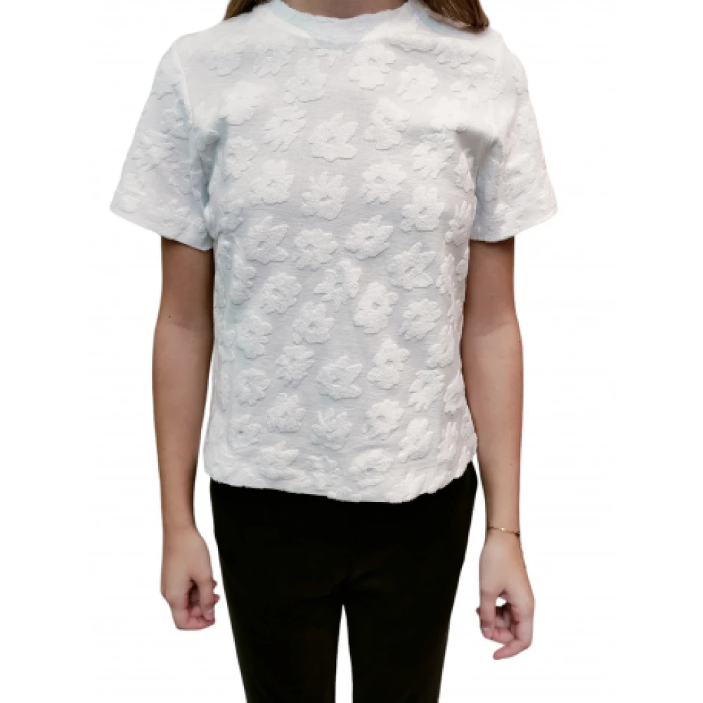 Paul Smith Wit Katoenen T-Shirt met Fluweel Bloemen White Dames
