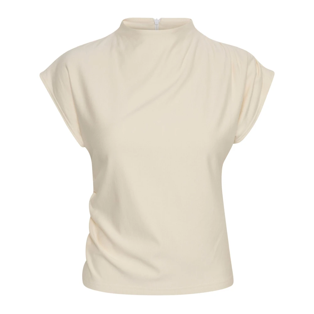 Gestuz Women's White Elegant Draped Top Egret - Blouses - M - Blouses & Shirts