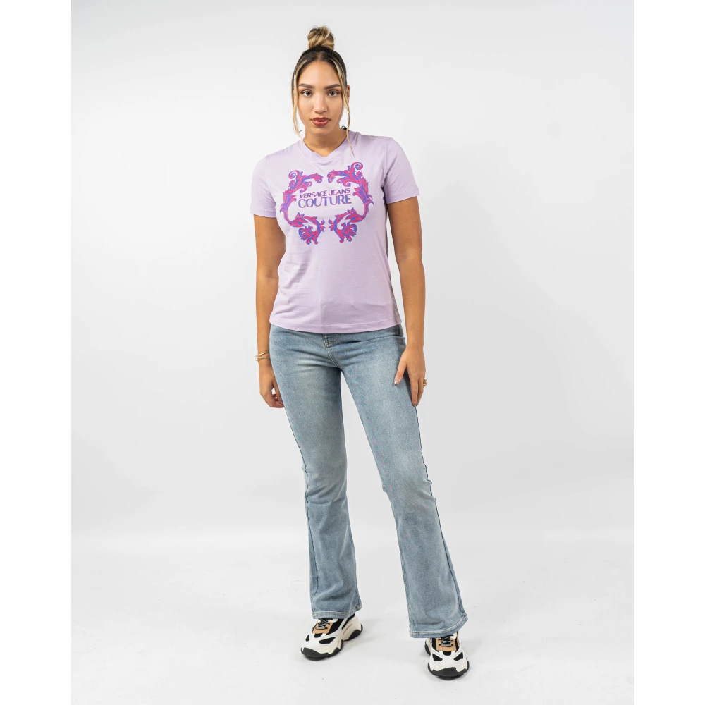 Versace Jeans Couture Grafisch Bedrukt T-Shirt Purple Dames