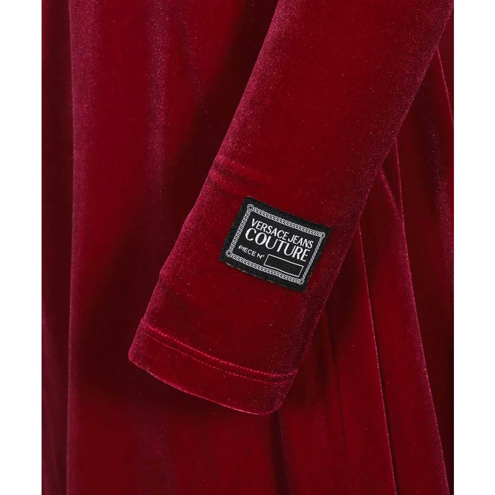 Versace Jeans Couture Fluwelen Jurk met Uitgesneden Details Red Dames