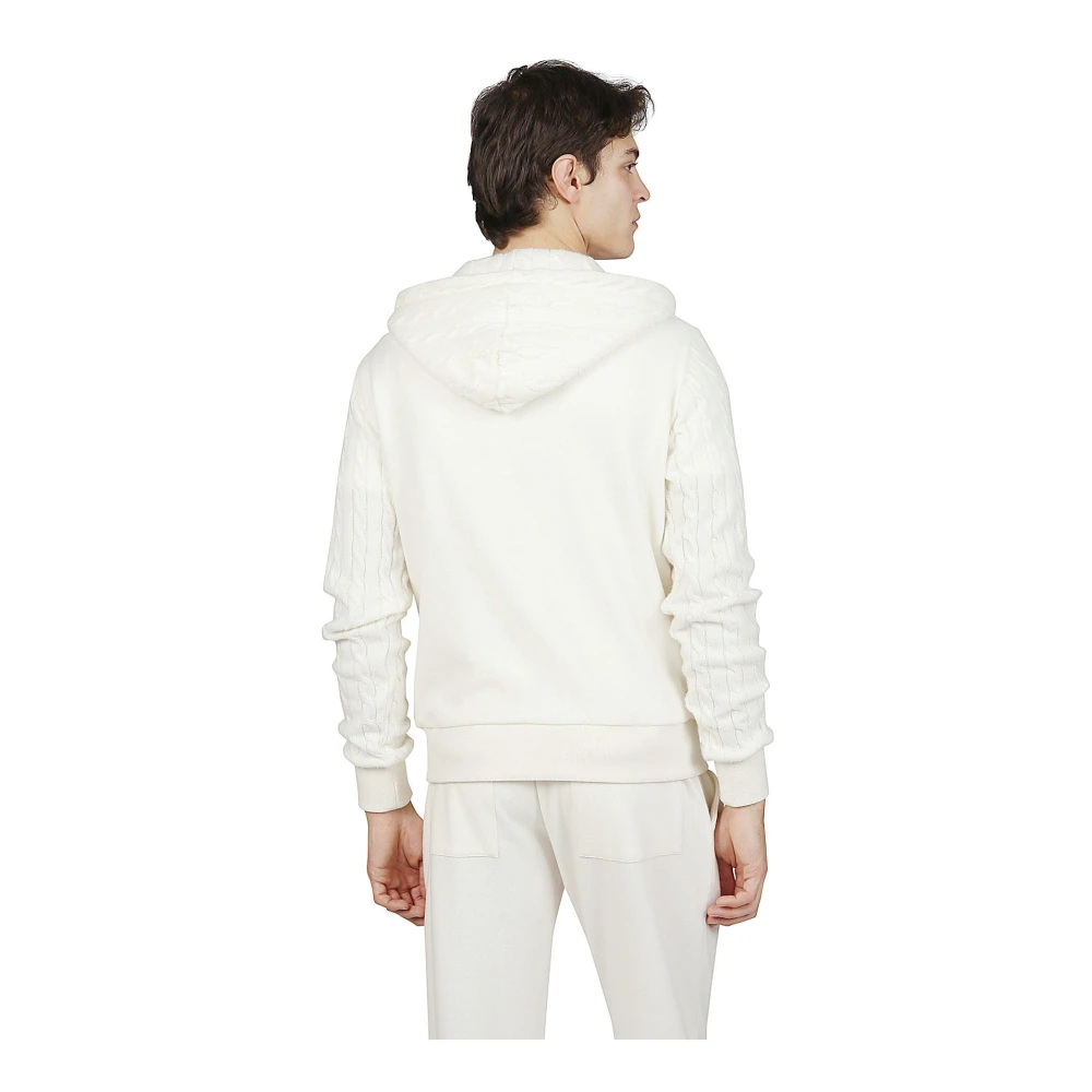 Eleventy Cashmere Hoodie Full Zip Jersey White Heren