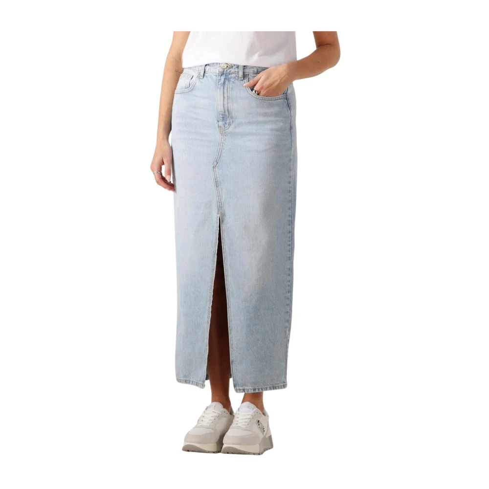 Liu Jo Blauwe Rechte Midi Rok Blue Dames