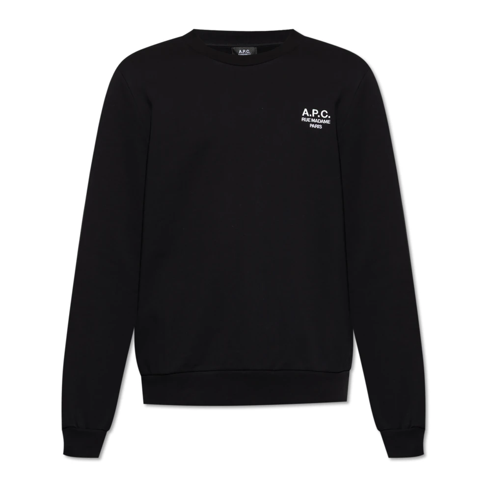 A.p.c. Men's Black Sweatshirt With Embroidered Logo - Sweatshirts - Xl - Sweatshirts & Hoodies