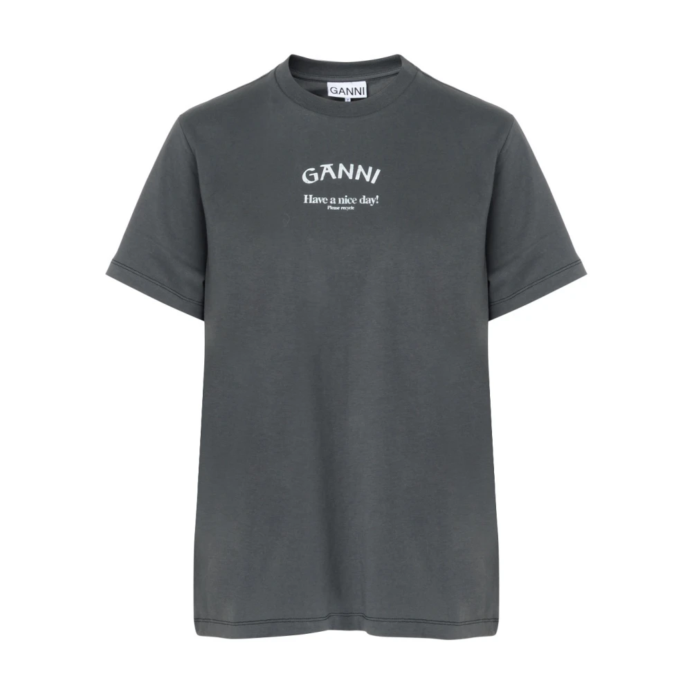 Ganni Relaxed Katoenen T-Shirt in Grijs Gray Dames