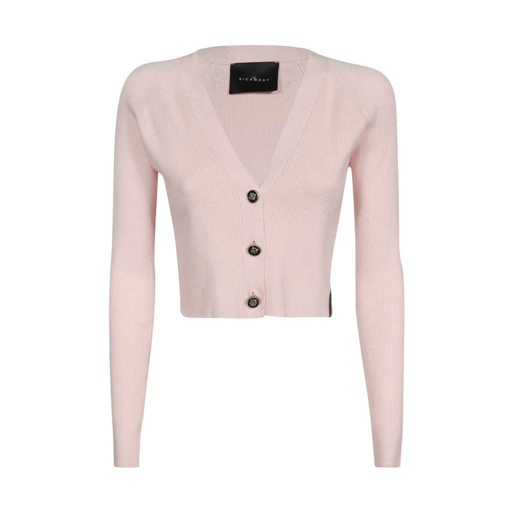 John Richmond Gebreid Vest met Knopen Pink Dames