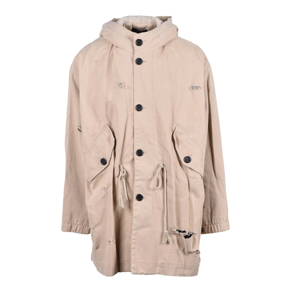 We11Done Katoenen Parka Jas Beige Heren
