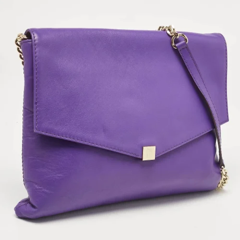 Carolina Herrera Pre-owned Leather shoulder-bags Purple Dames