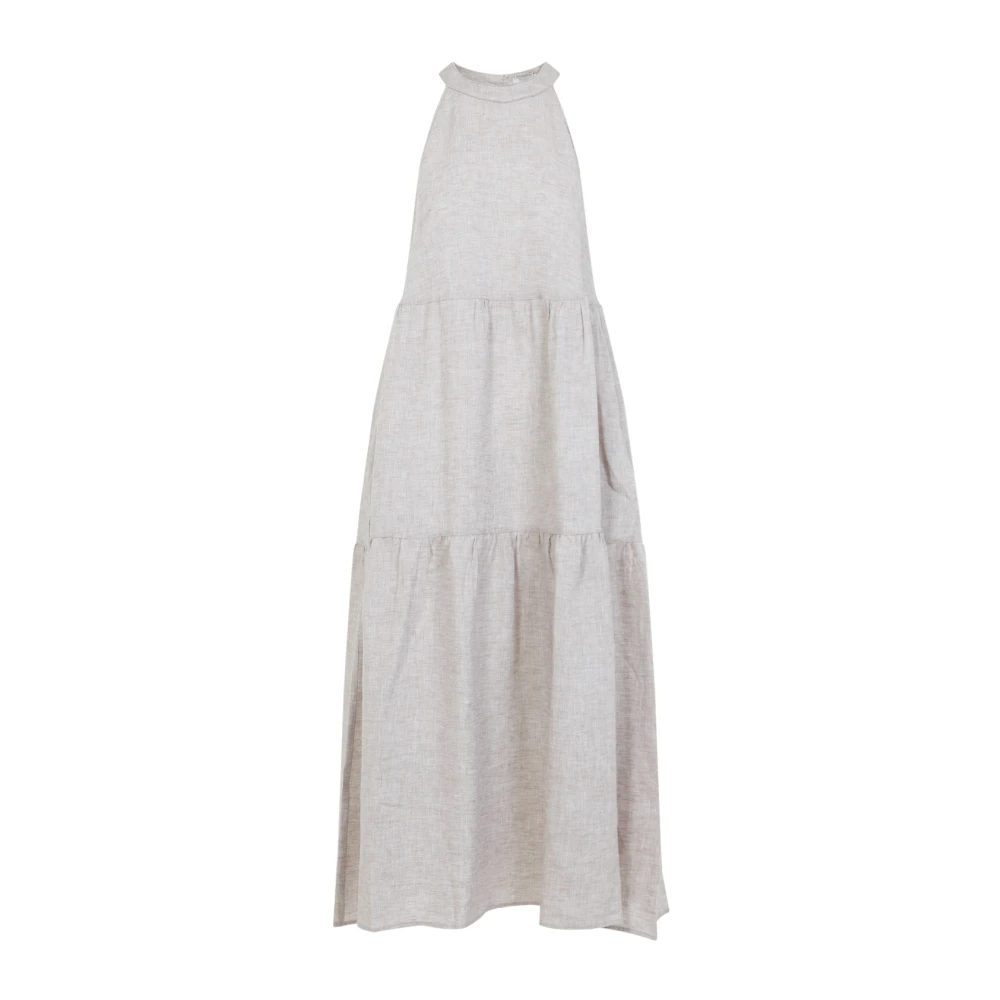 PESERICO Chique Nude Maxi Jurk Gray Dames