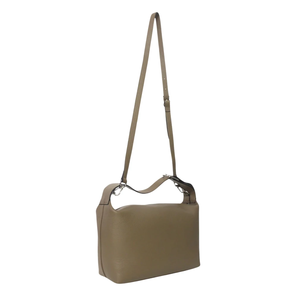 Twinset Grijze leren schoudertas met rits Gray Dames