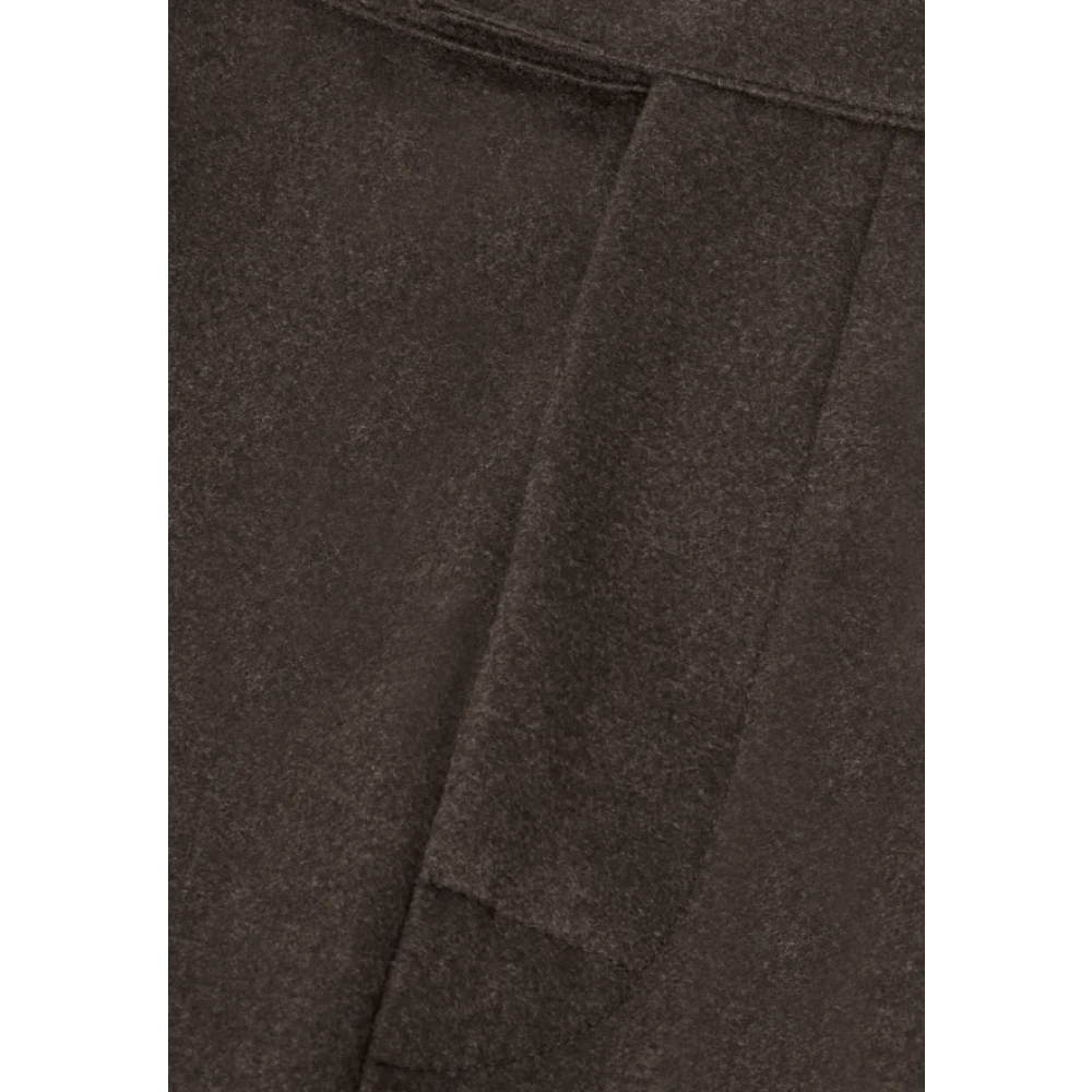 Loro Piana Kasjmier Flanel Hoge Taille Bruine Broek Brown Heren