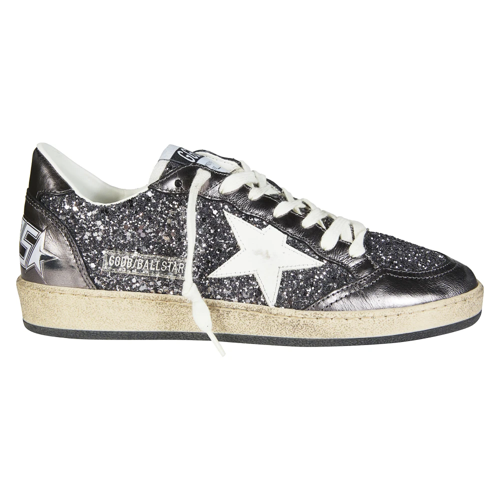 Golden Goose Ball Star Leren Bovenkant Suède Teen en Hiel Laminated Dames Schoenen Grijs